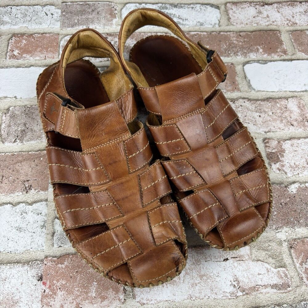 Pikolinos Tarifa Nautica Fishermans Brown Leather Classic Hoop Loop Sandals 44